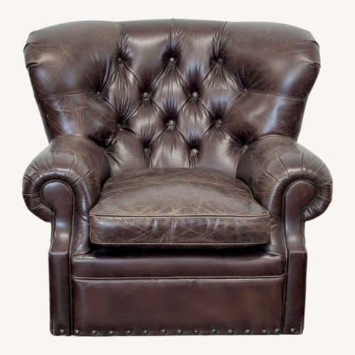 Used Restoration Hardware Churchill Brown Leather Armchair for sale on AptDeco