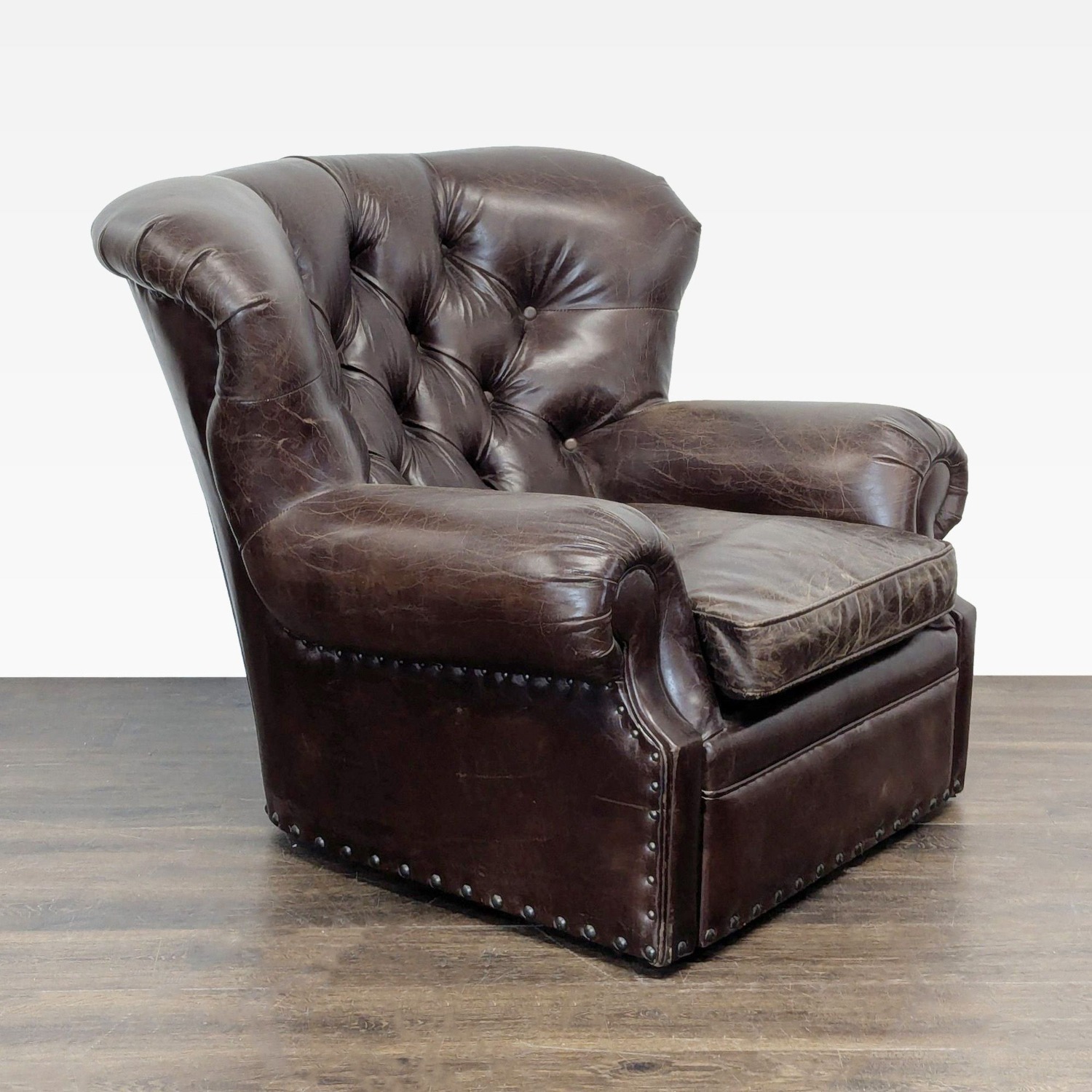 Restoration Hardware Churchill Brown Leather Armchair - image-2