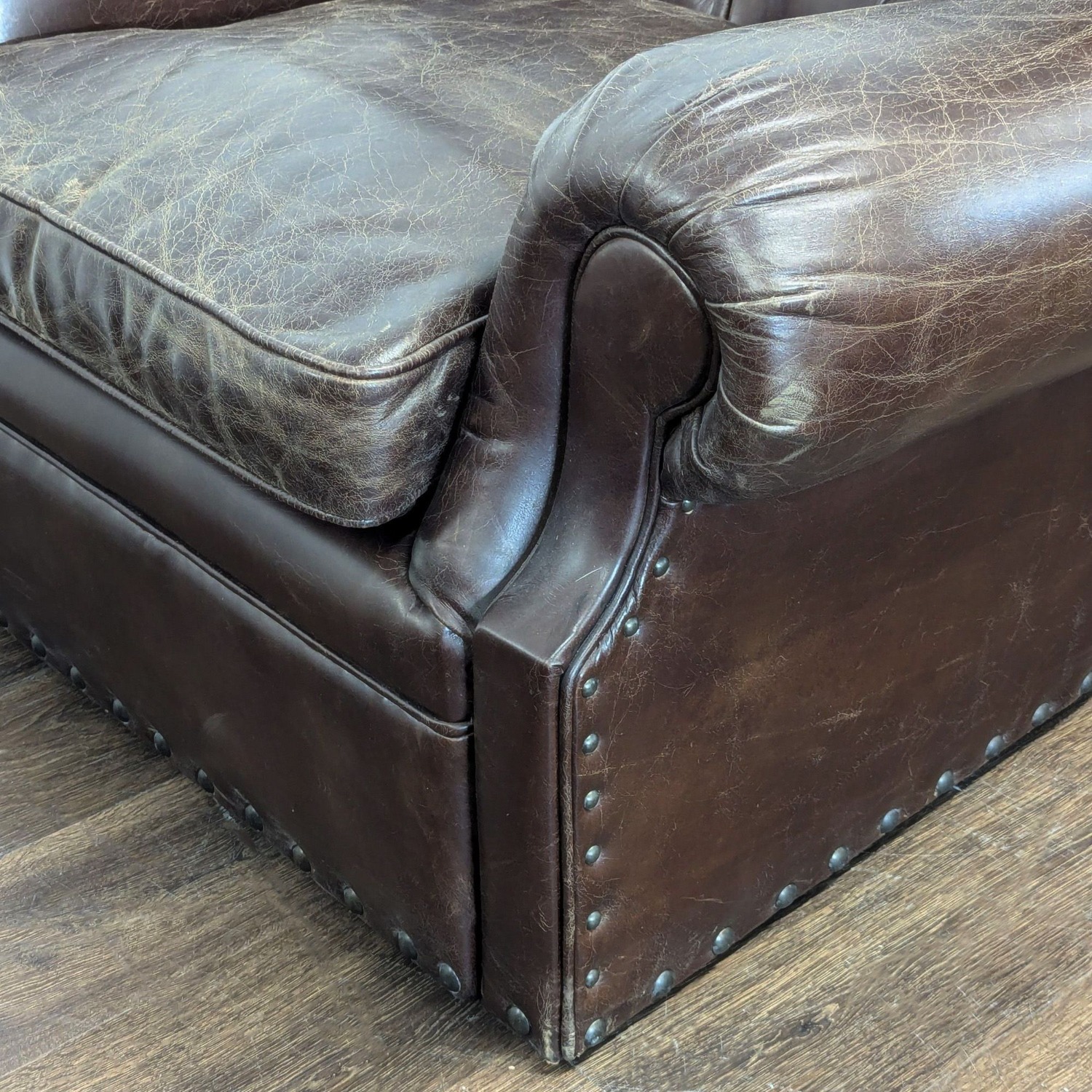 Restoration Hardware Churchill Brown Leather Armchair - image-6