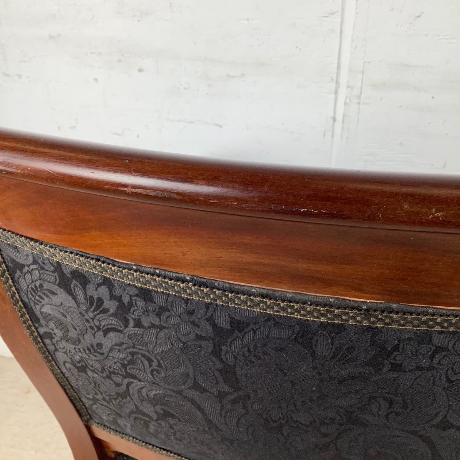 Empire Style Mahogany Armchair with Black Damask - image-18