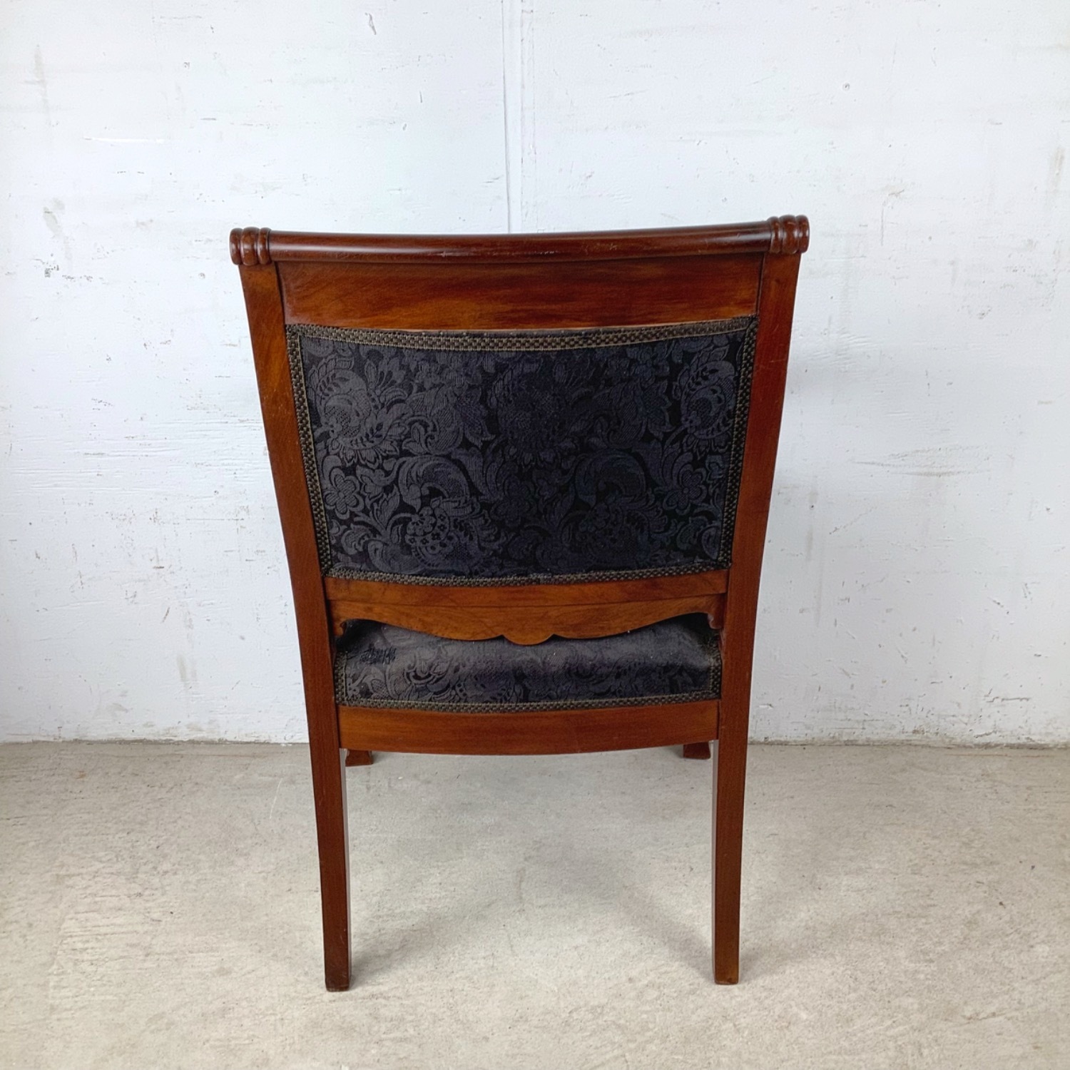 Empire Style Mahogany Armchair with Black Damask - image-4