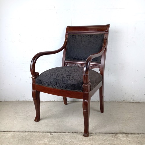 Used Empire Style Mahogany Armchair with Black Damask for sale on AptDeco