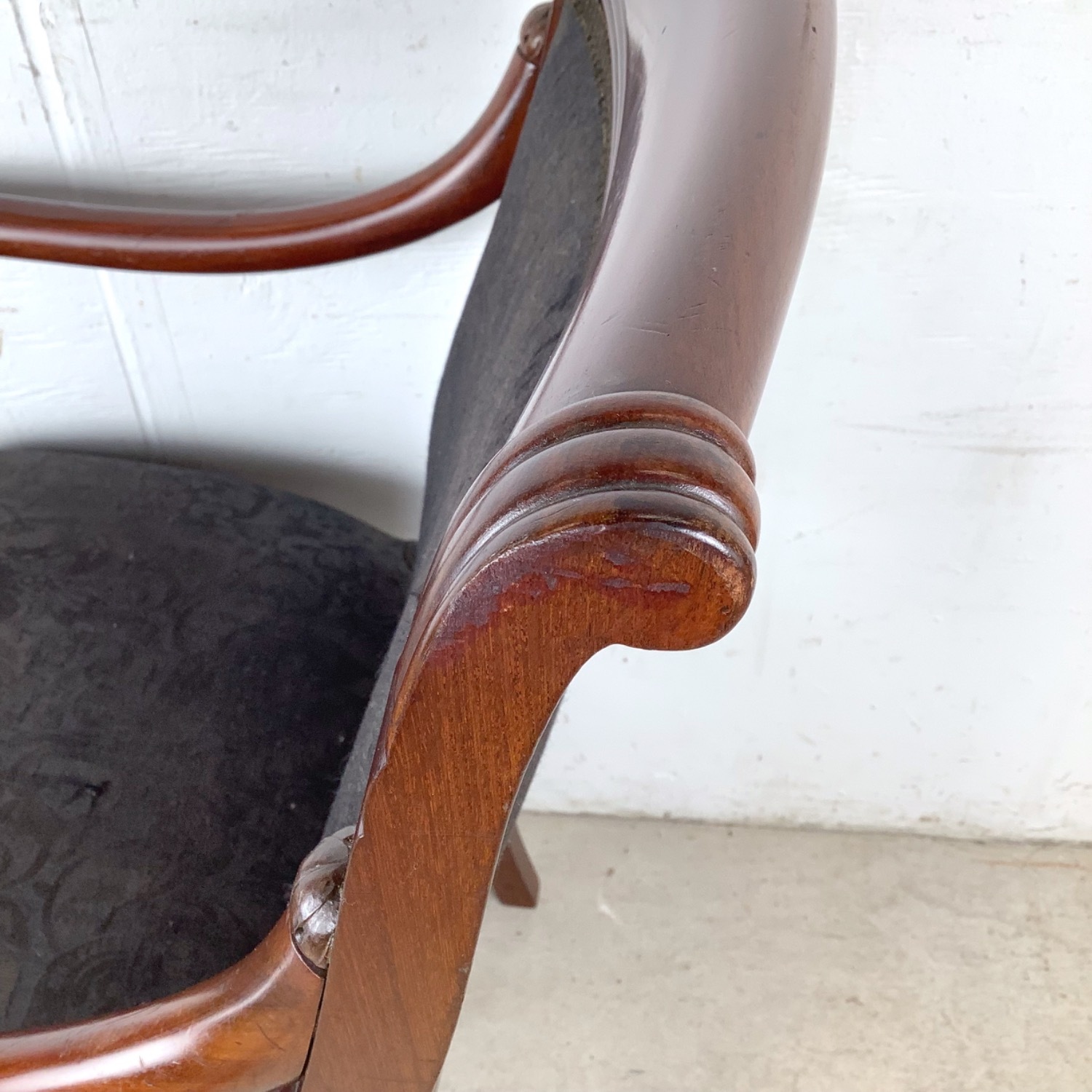 Empire Style Mahogany Armchair with Black Damask - image-15