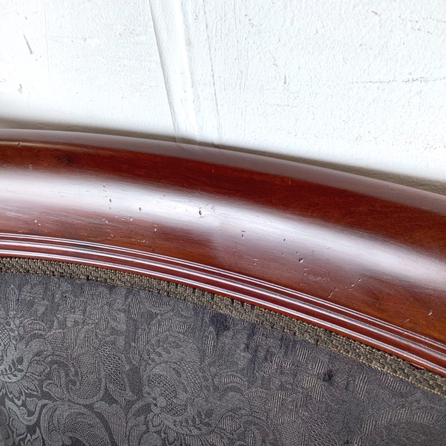 Empire Style Mahogany Armchair with Black Damask - image-9