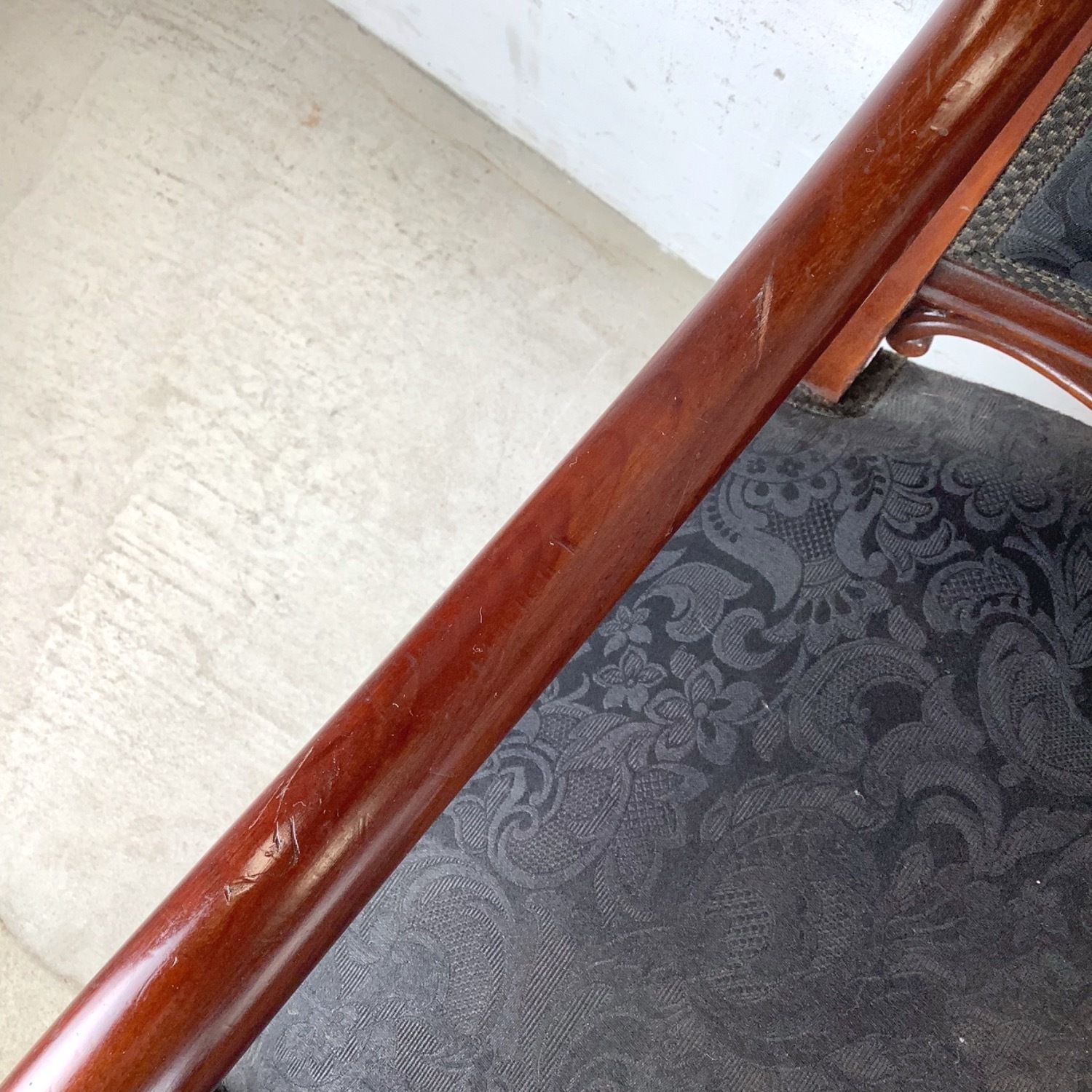 Empire Style Mahogany Armchair with Black Damask - image-11