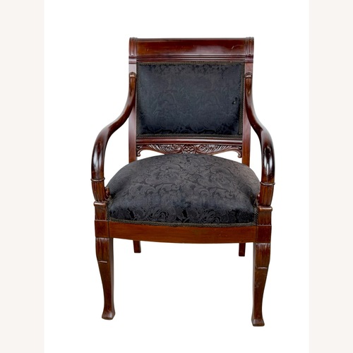Used Empire Style Mahogany Armchair with Black Damask for sale on AptDeco