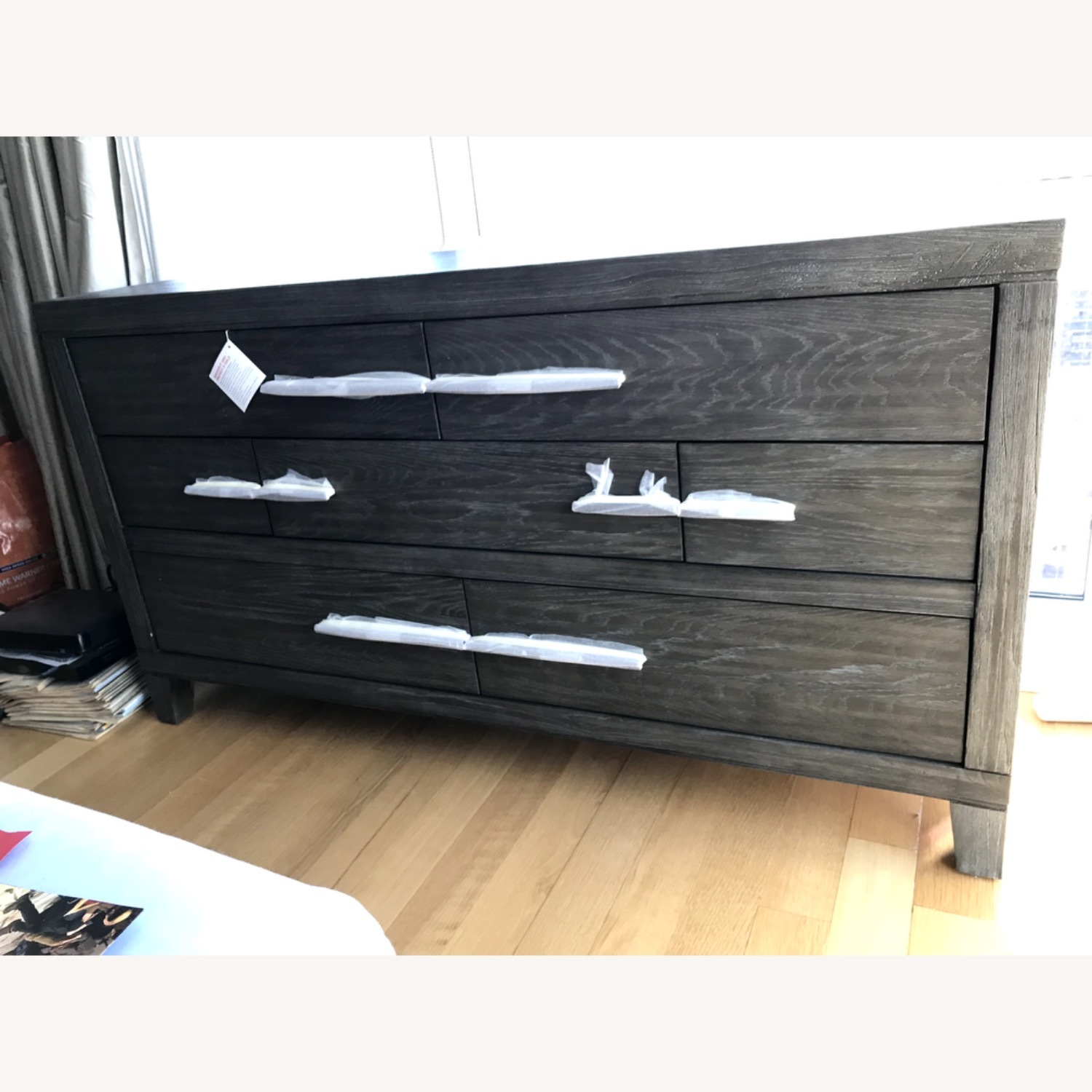 Rhea Bedroom Dresser Dark Gray Wood Dresser - image-6