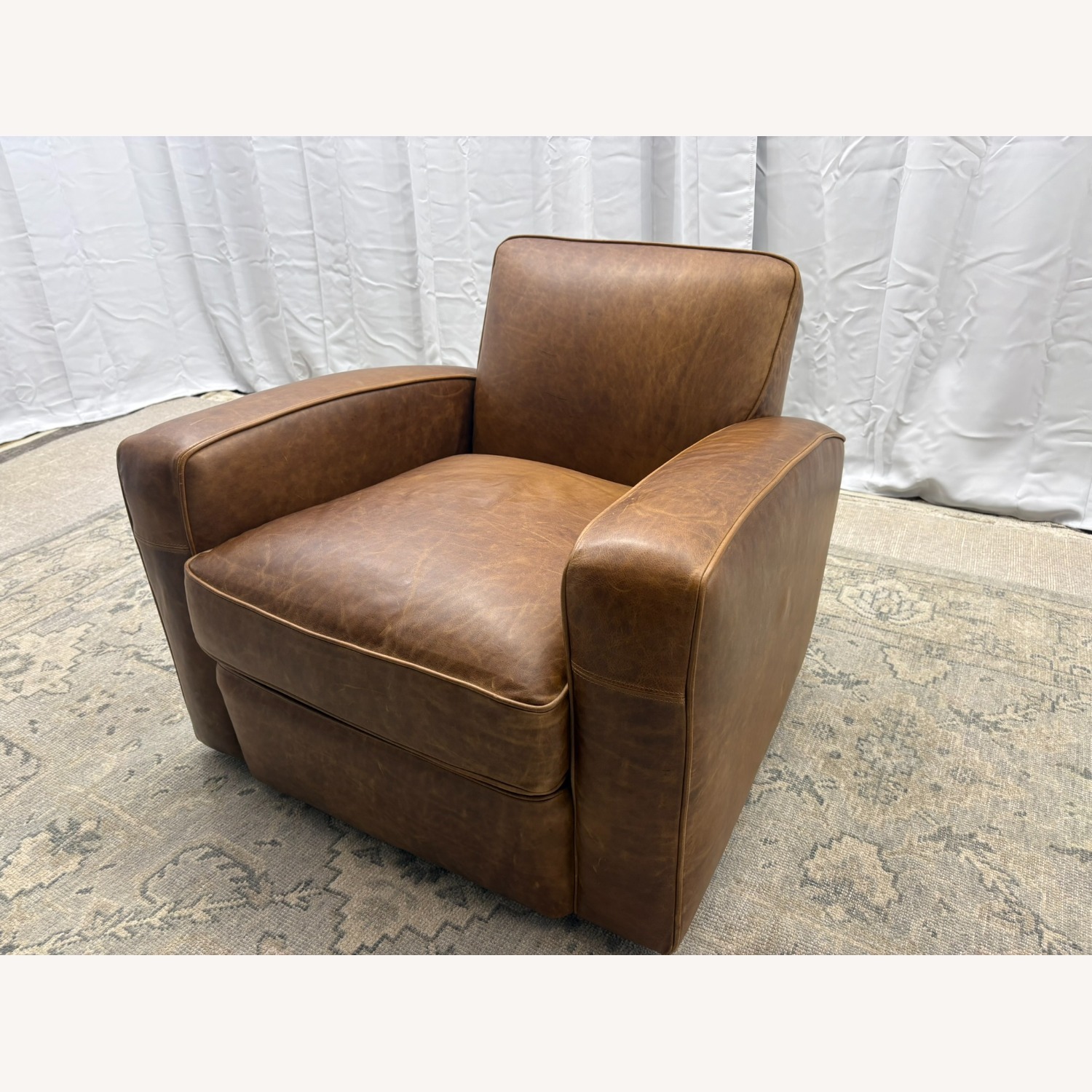 Restoration Hardware Library Leather Swivel Chair Classic Depth - image-20
