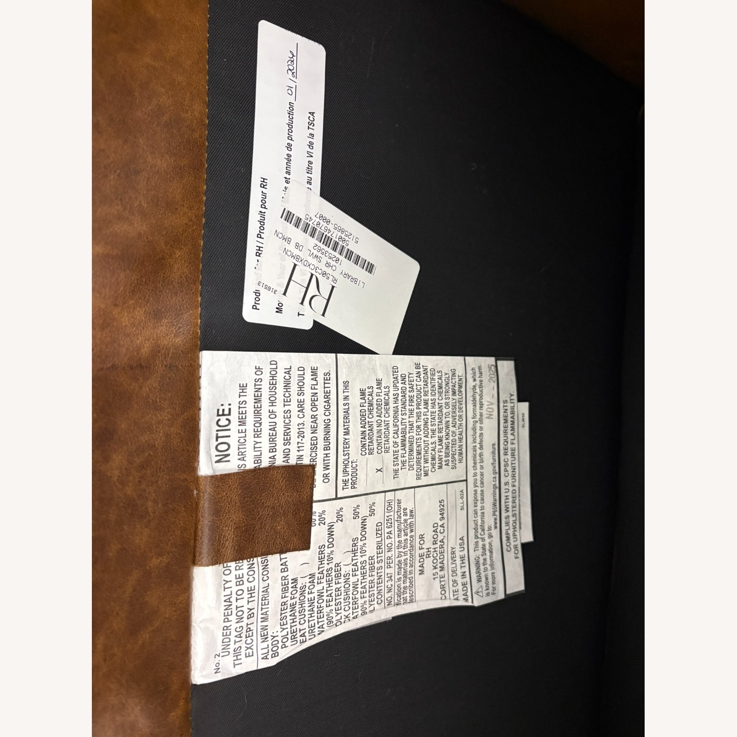 Restoration Hardware Library Leather Swivel Chair Classic Depth - image-8