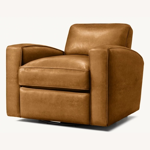 Used Restoration Hardware Library Leather Swivel Chair Classic Depth for sale on AptDeco
