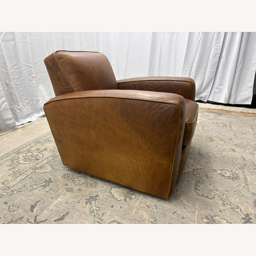 Used Restoration Hardware Library Leather Swivel Chair Classic Depth for sale on AptDeco