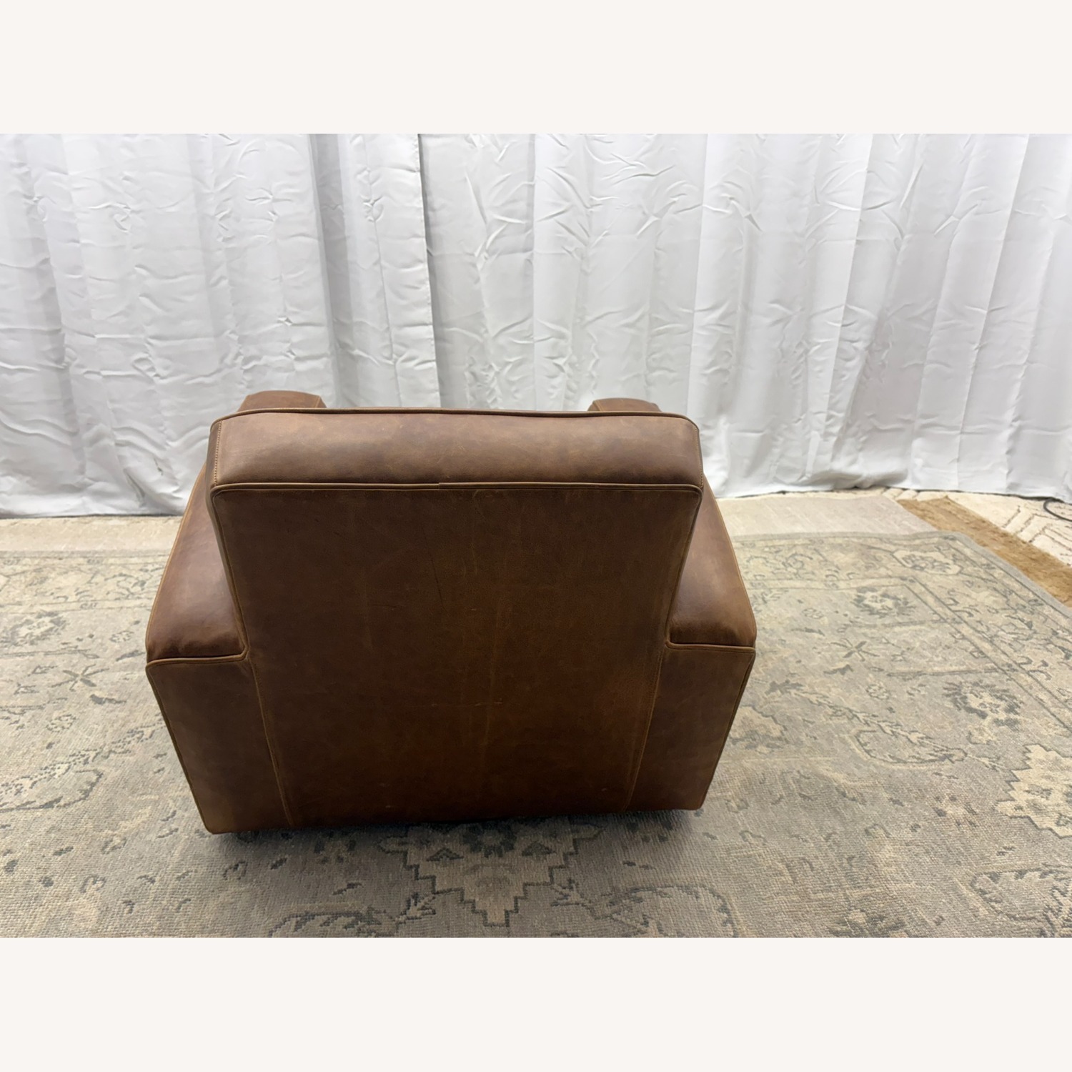 Restoration Hardware Library Leather Swivel Chair Classic Depth - image-2