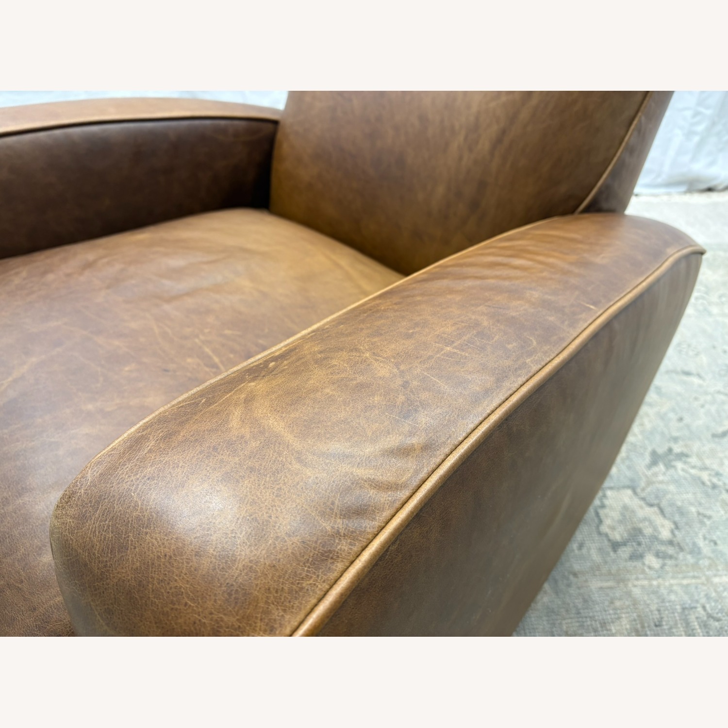 Restoration Hardware Library Leather Swivel Chair Classic Depth - image-16