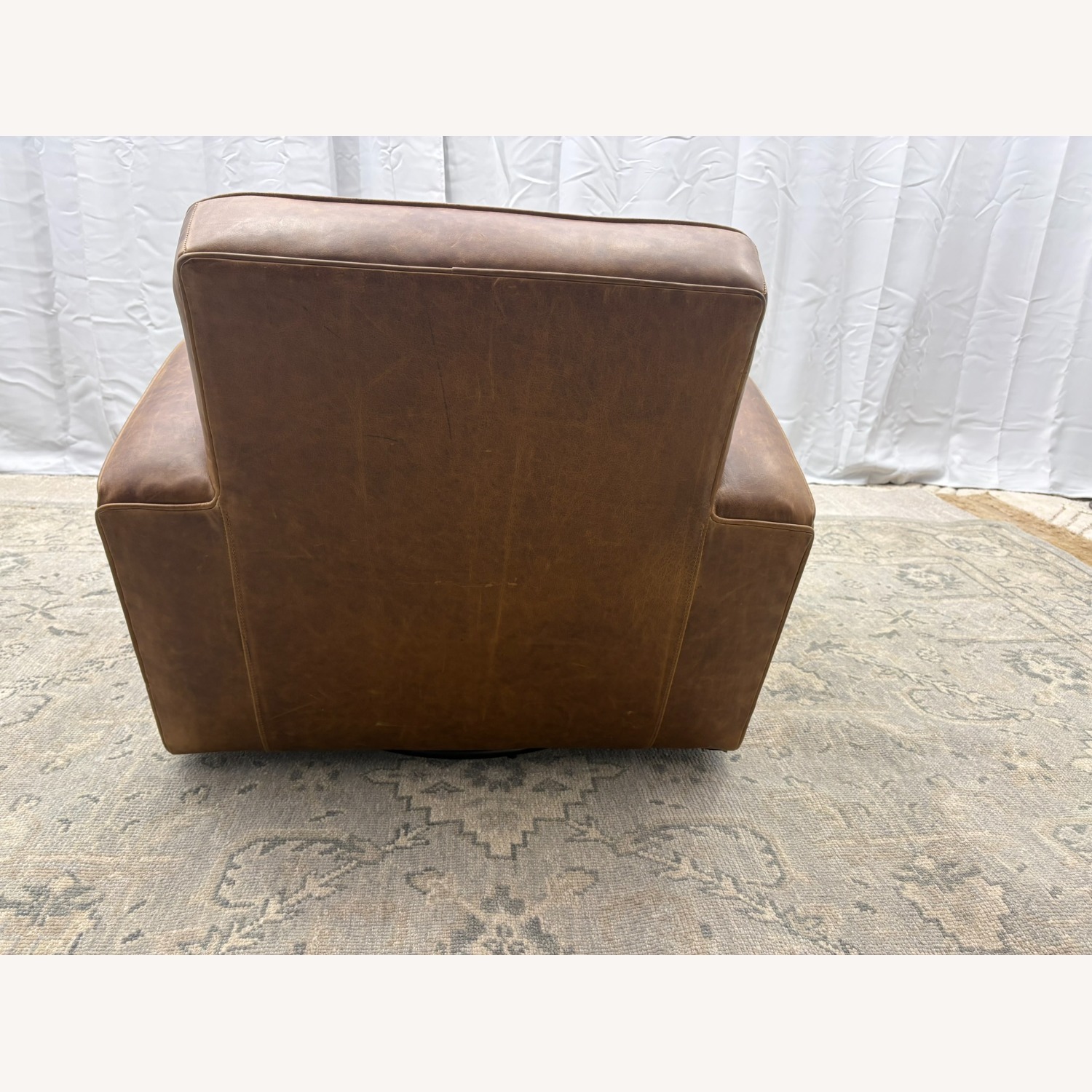 Restoration Hardware Library Leather Swivel Chair Classic Depth - image-10