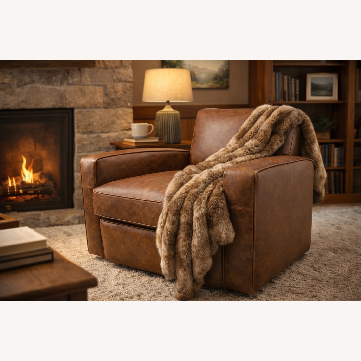 Restoration Hardware Library Leather Swivel Chair Classic Depth - image-24