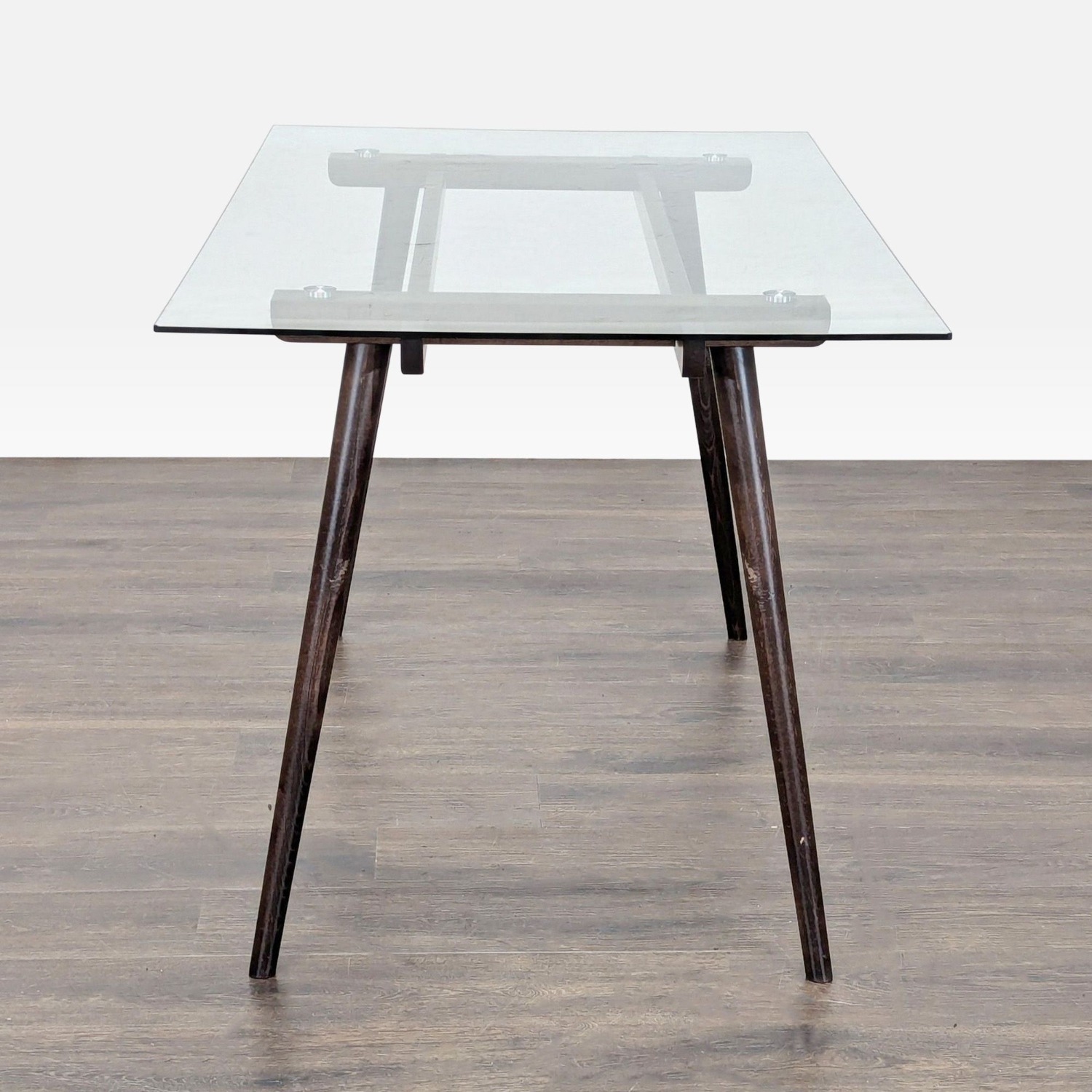 Glass Top Dining Table on Wood Base	 - image-2