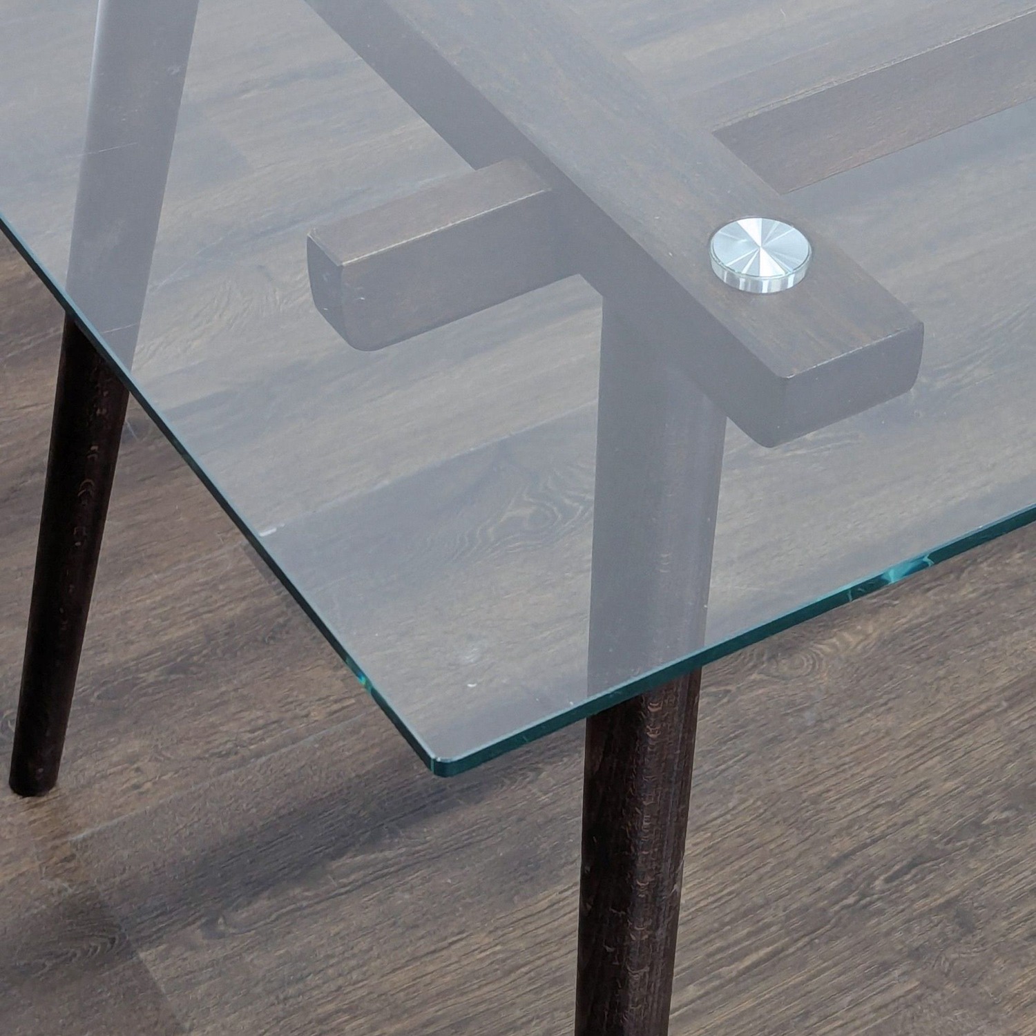 Glass Top Dining Table on Wood Base	 - image-4