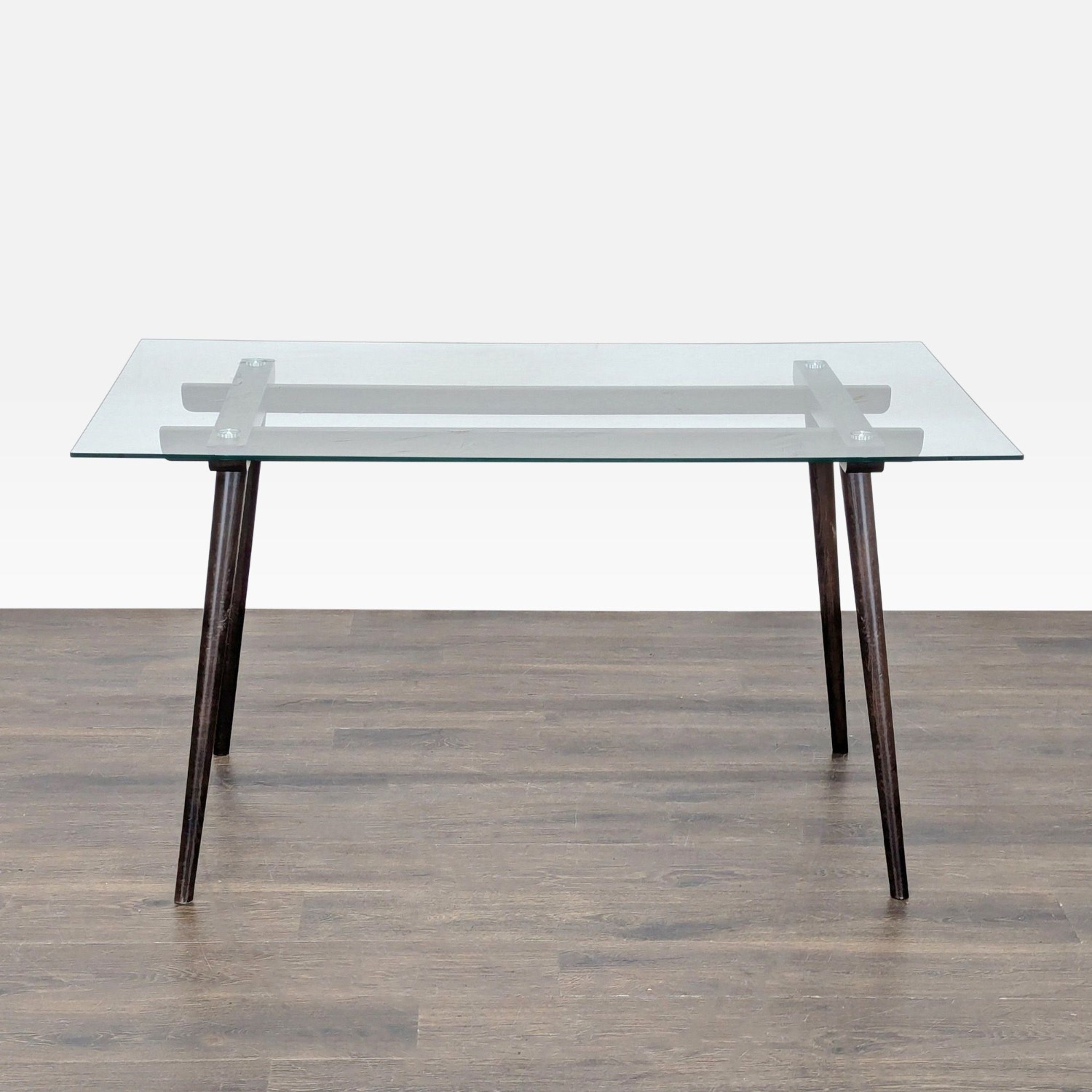 Glass Top Dining Table on Wood Base	 - image-3