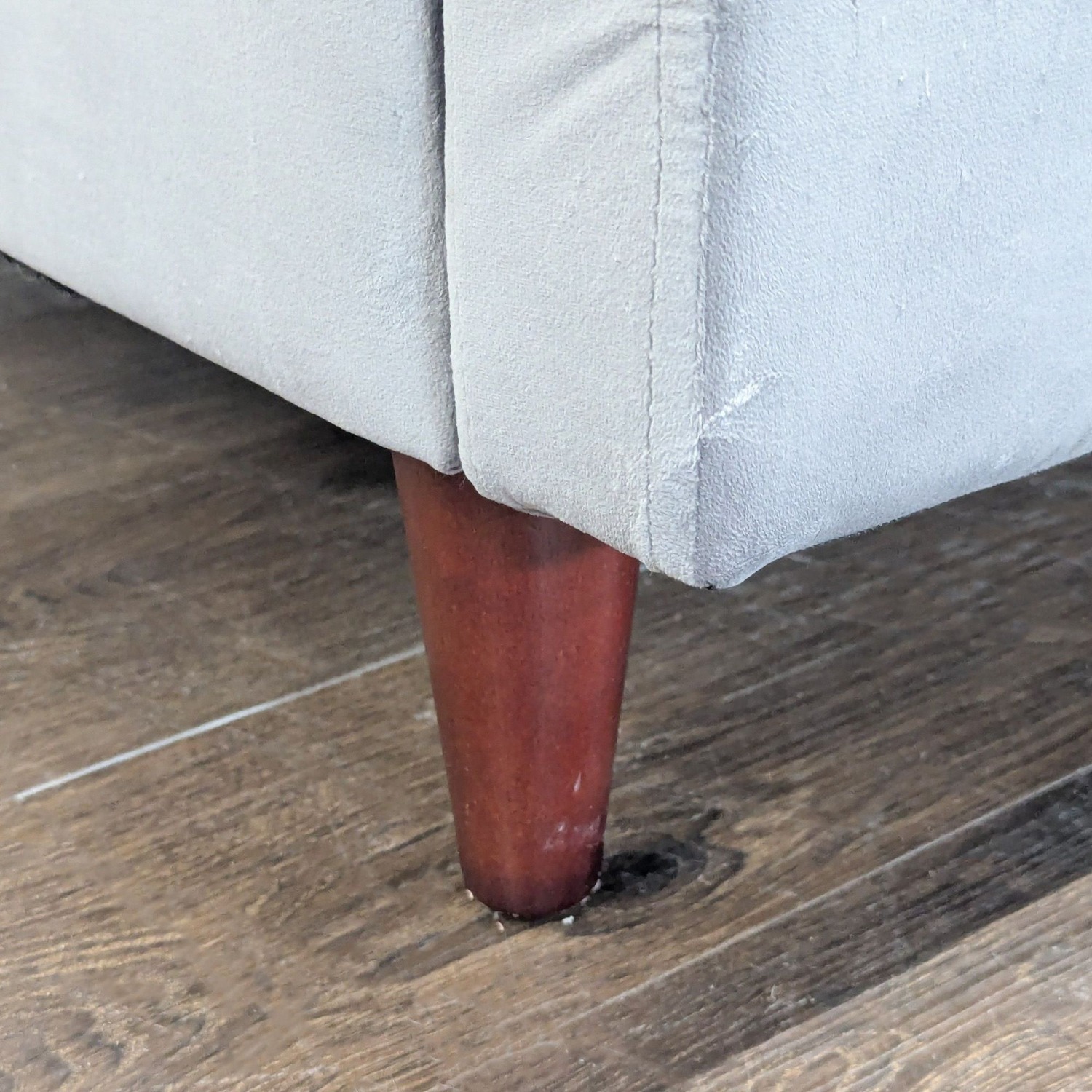 Modern Gray Velvet Loveseat with Wooden Legs	 - image-8