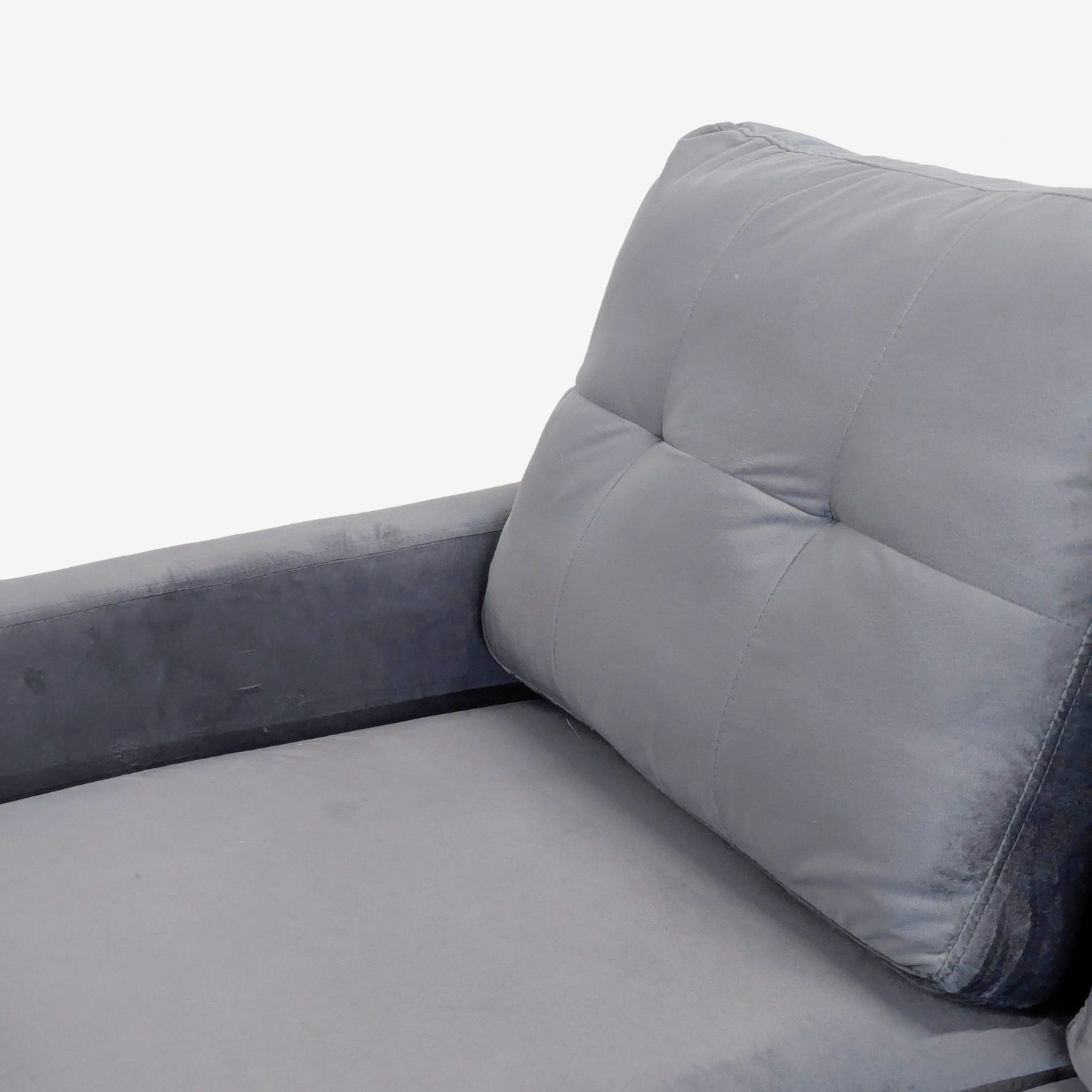Modern Gray Velvet Loveseat with Wooden Legs	 - image-10