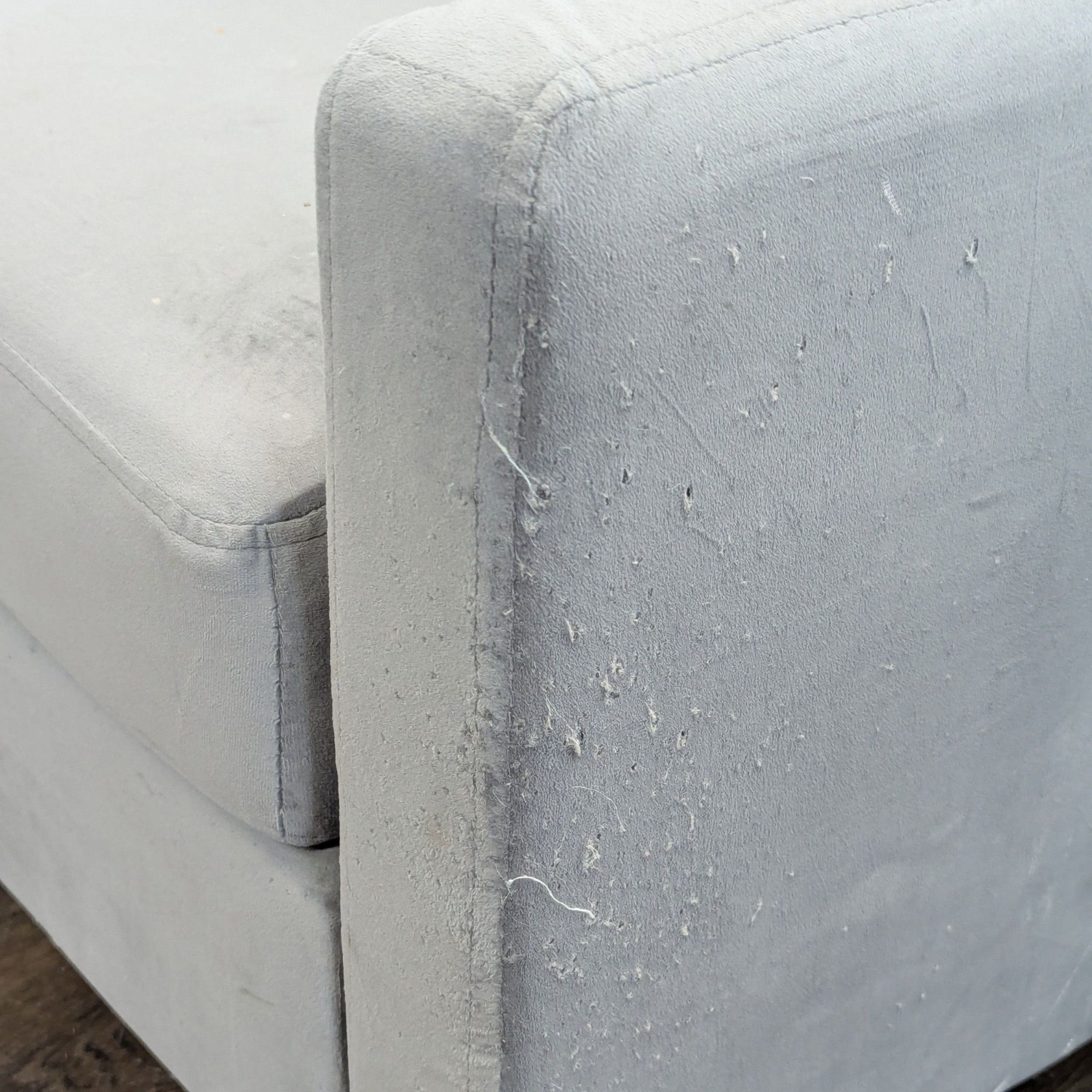 Modern Gray Velvet Loveseat with Wooden Legs	 - image-7