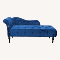 Elegant Blue Velvet Chaise Lounge Sofa with Tufted