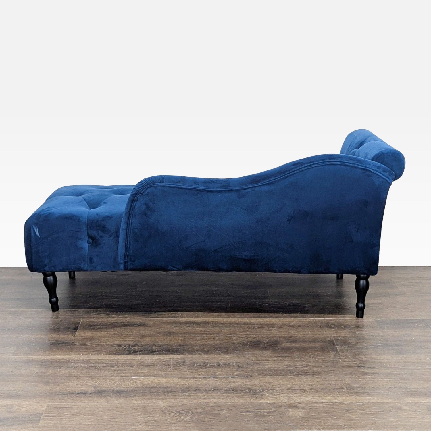 Elegant Blue Velvet Chaise Lounge Sofa with Tufted - image-5