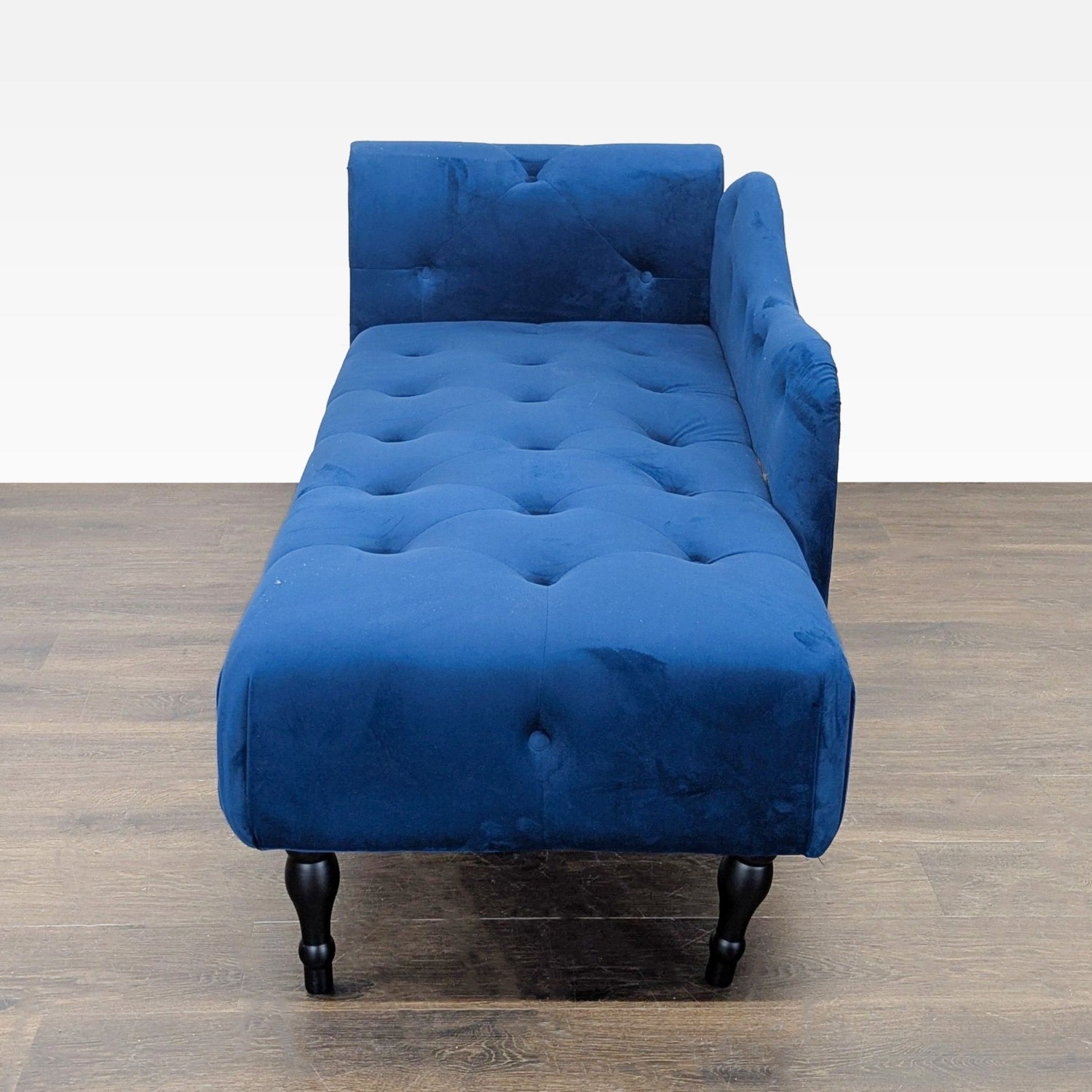 Elegant Blue Velvet Chaise Lounge Sofa with Tufted - image-6