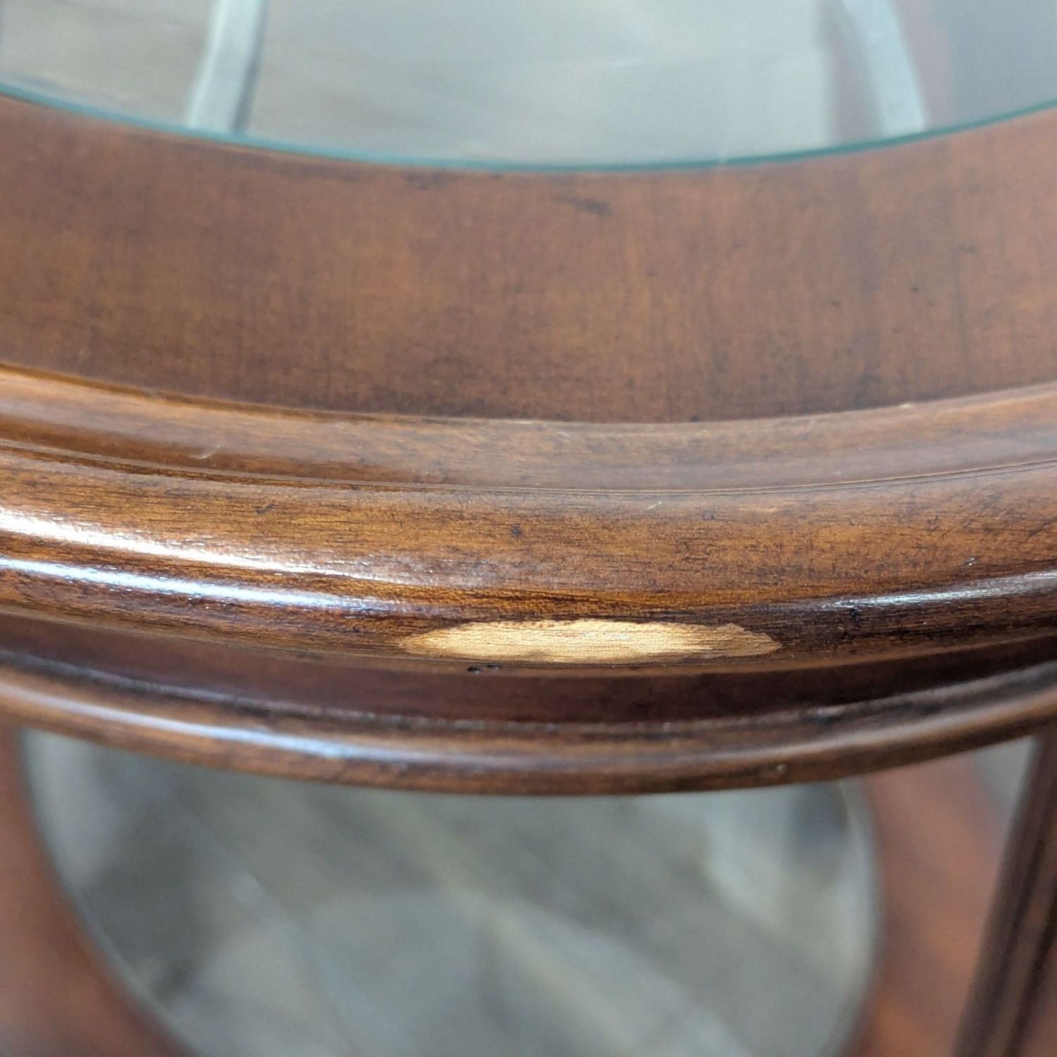 Wood End Table with Glass Insert Top and Shelf	 - image-7