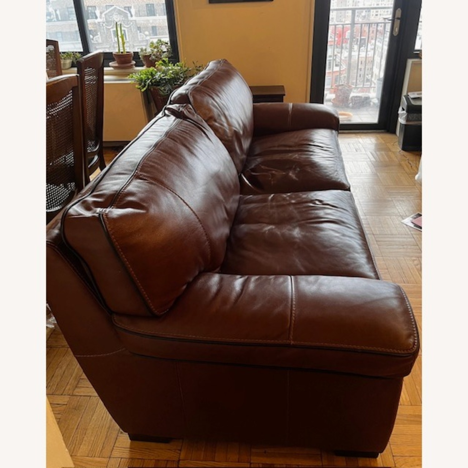 Macy's Dark Brown Faux Leather 3+ Seater Sofa - image-2