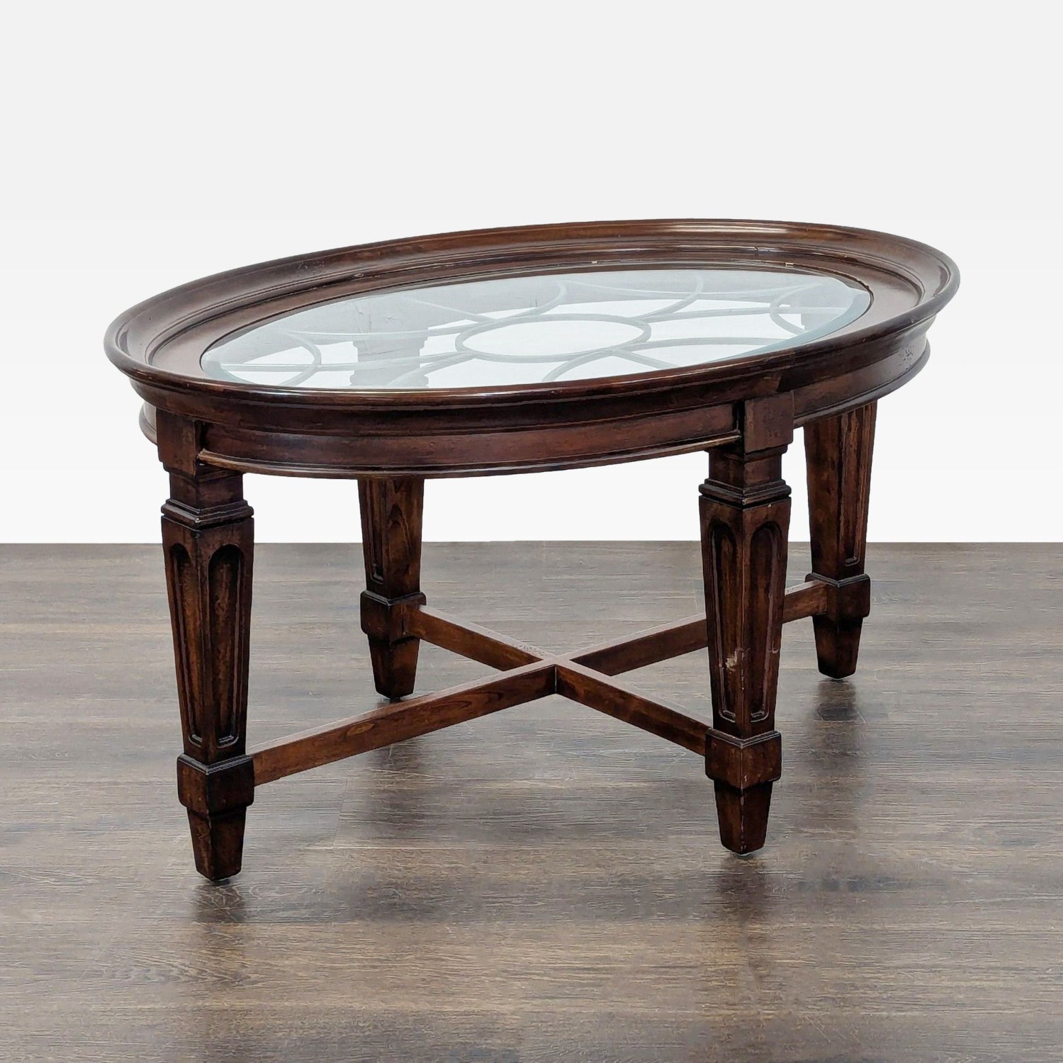 Decorative Iron and Glass Top Coffee Table	 - image-3