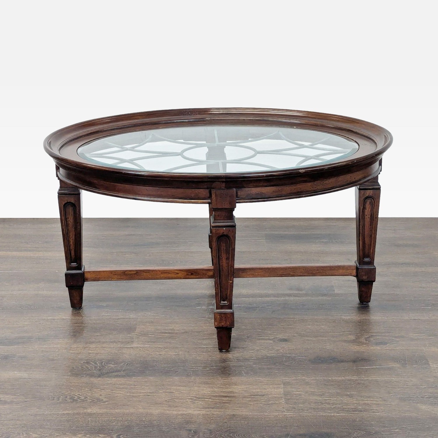 Decorative Iron and Glass Top Coffee Table	 - image-2