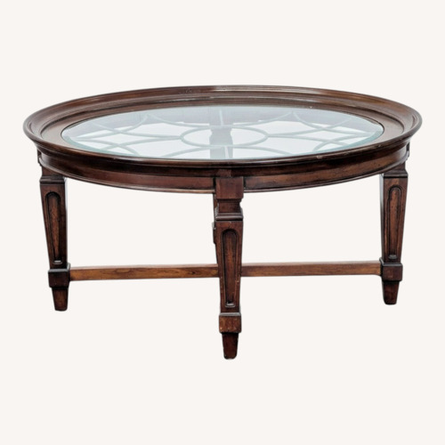Used Decorative Iron and Glass Top Coffee Table for sale on AptDeco