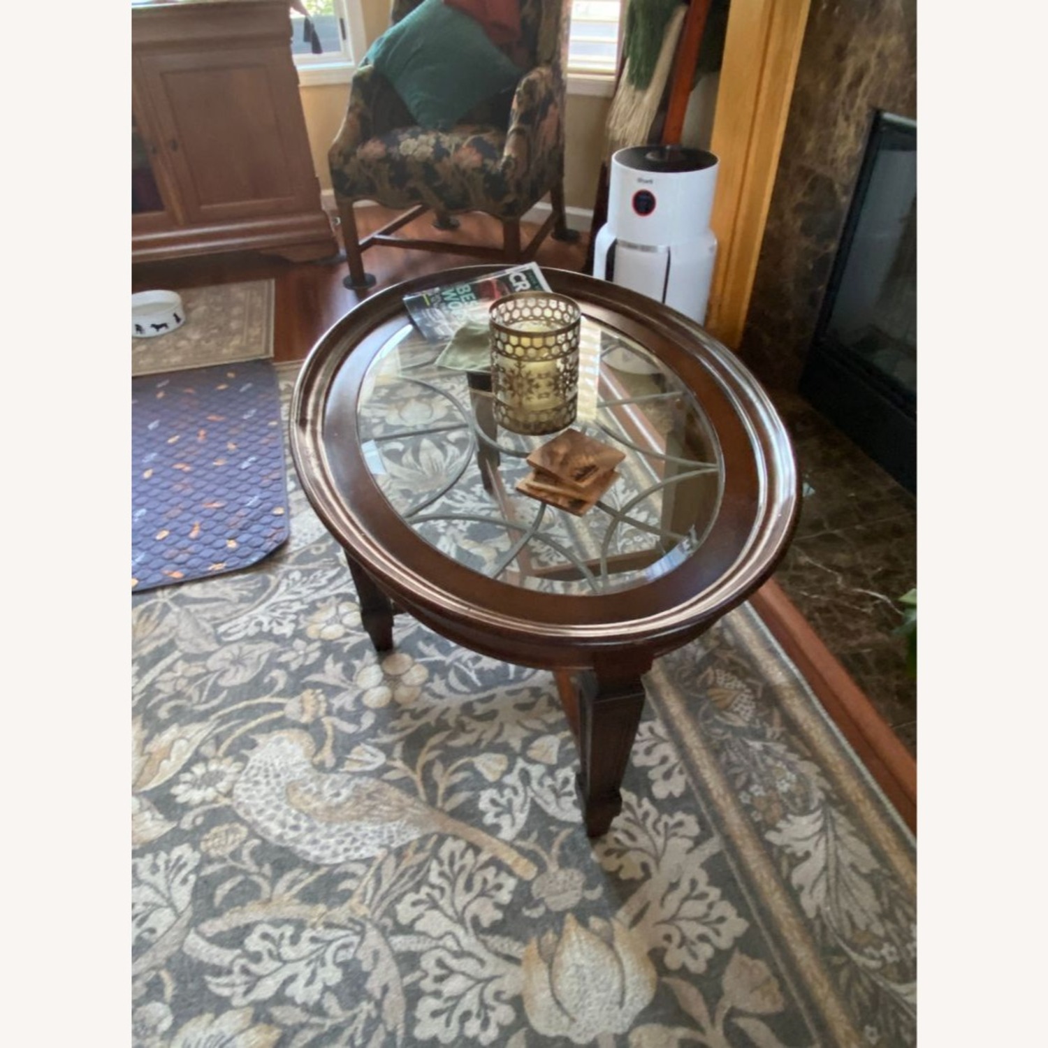 Decorative Iron and Glass Top Coffee Table	 - image-1