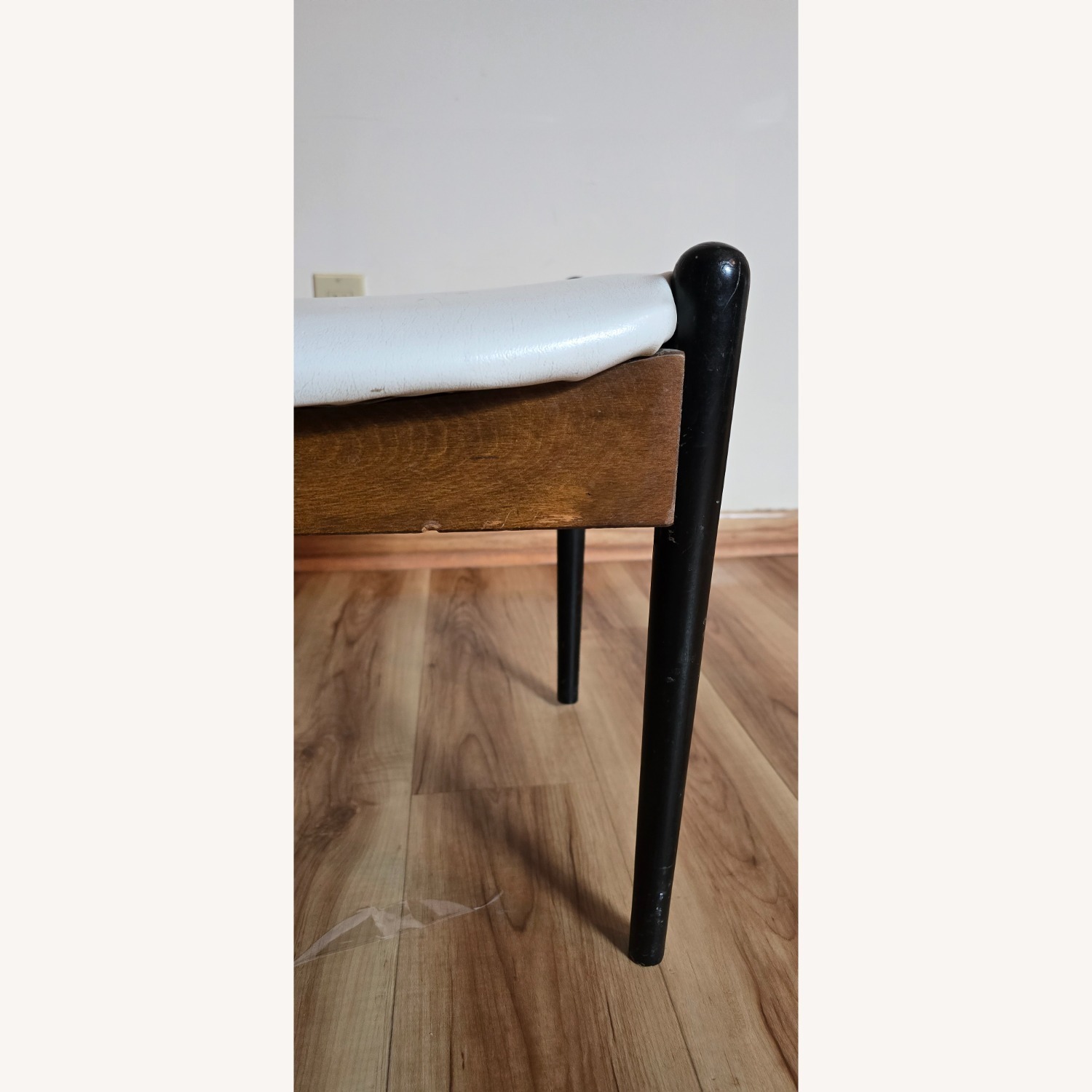 Vintage/Antique White Faux Leather Bench - image-25