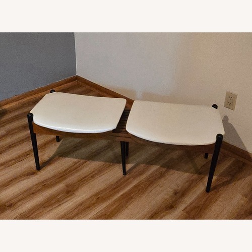 Used Vintage/Antique White Faux Leather Bench for sale on AptDeco