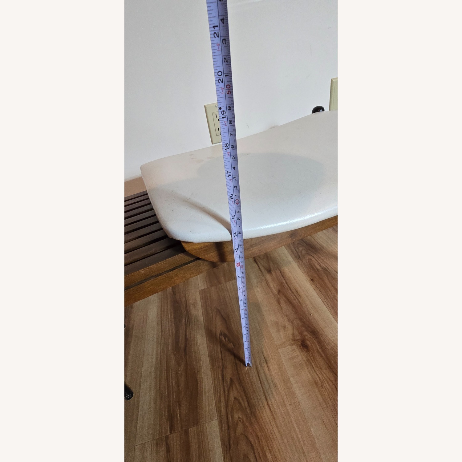 Vintage/Antique White Faux Leather Bench - image-8