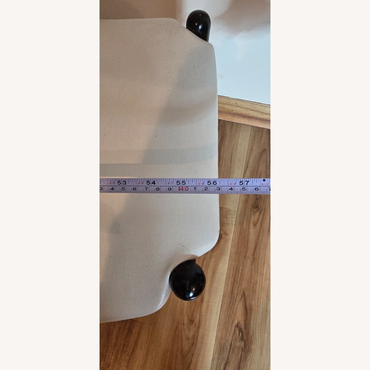 Vintage/Antique White Faux Leather Bench - image-4