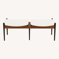 Vintage/Antique White Faux Leather Bench