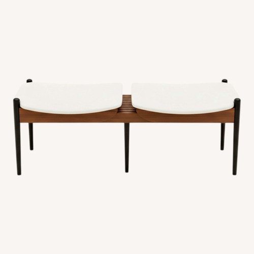 Used Vintage/Antique White Faux Leather Bench for sale on AptDeco