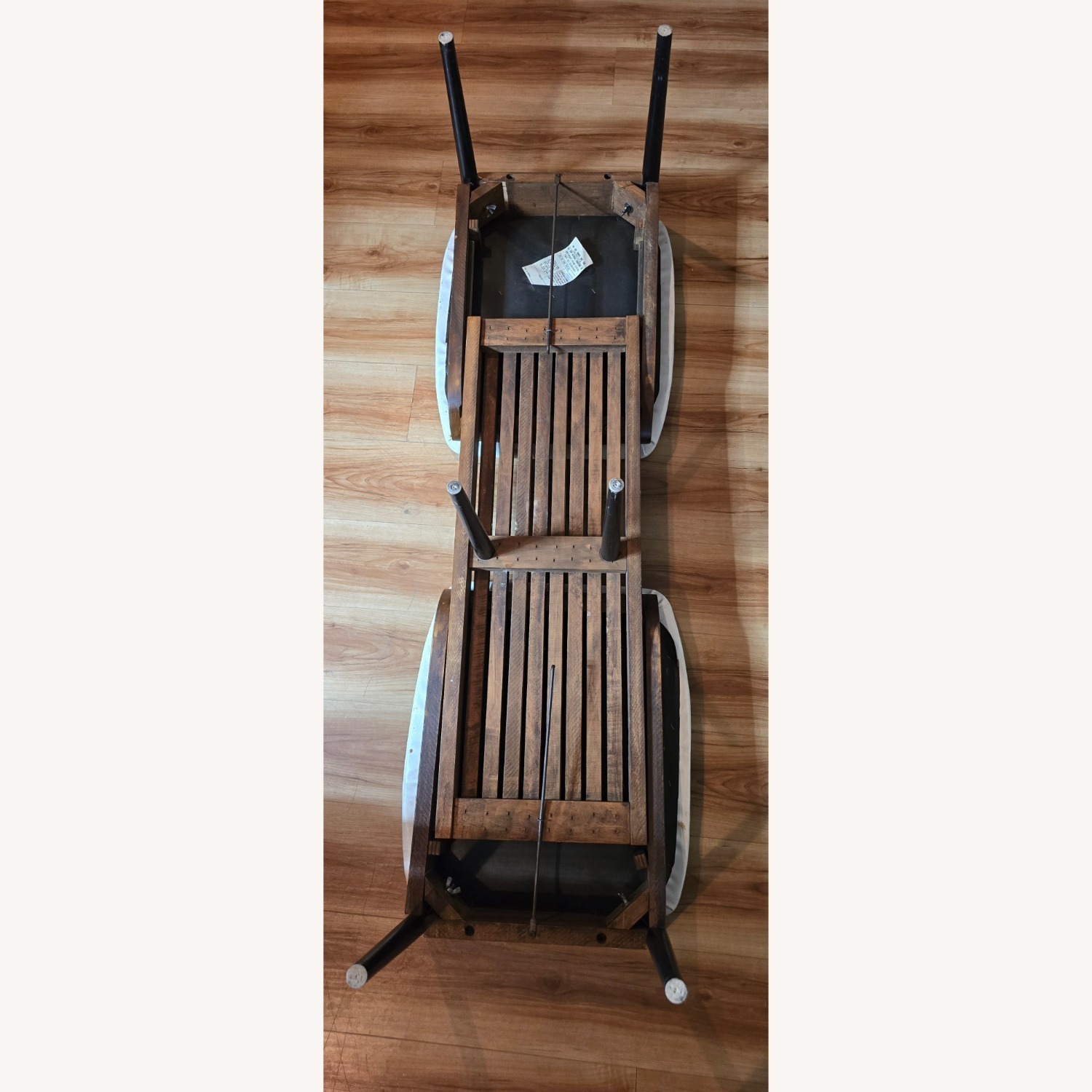 Vintage/Antique White Faux Leather Bench - image-22