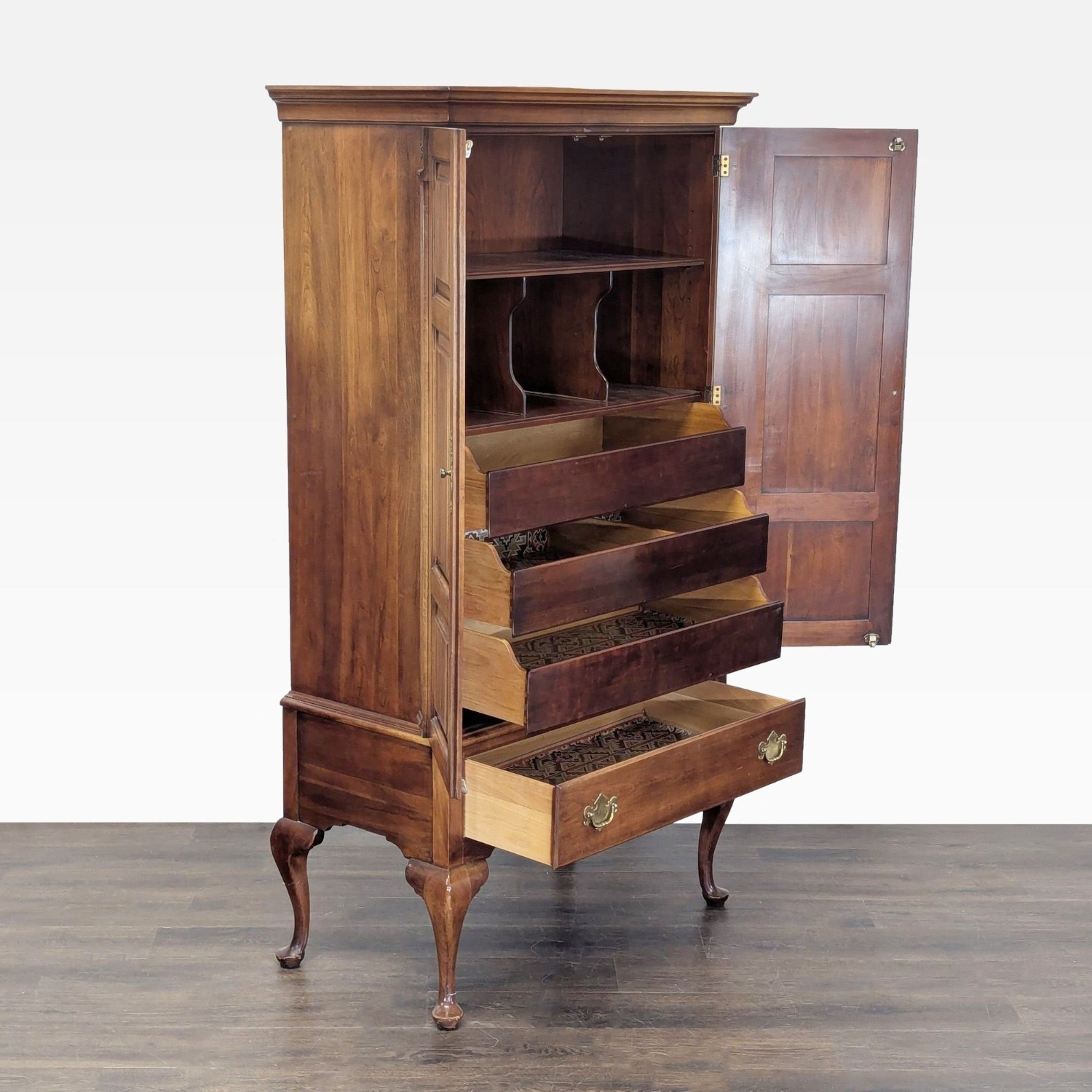 Statton Furniture Queen Anne Style Armoire Wardrobe - image-4