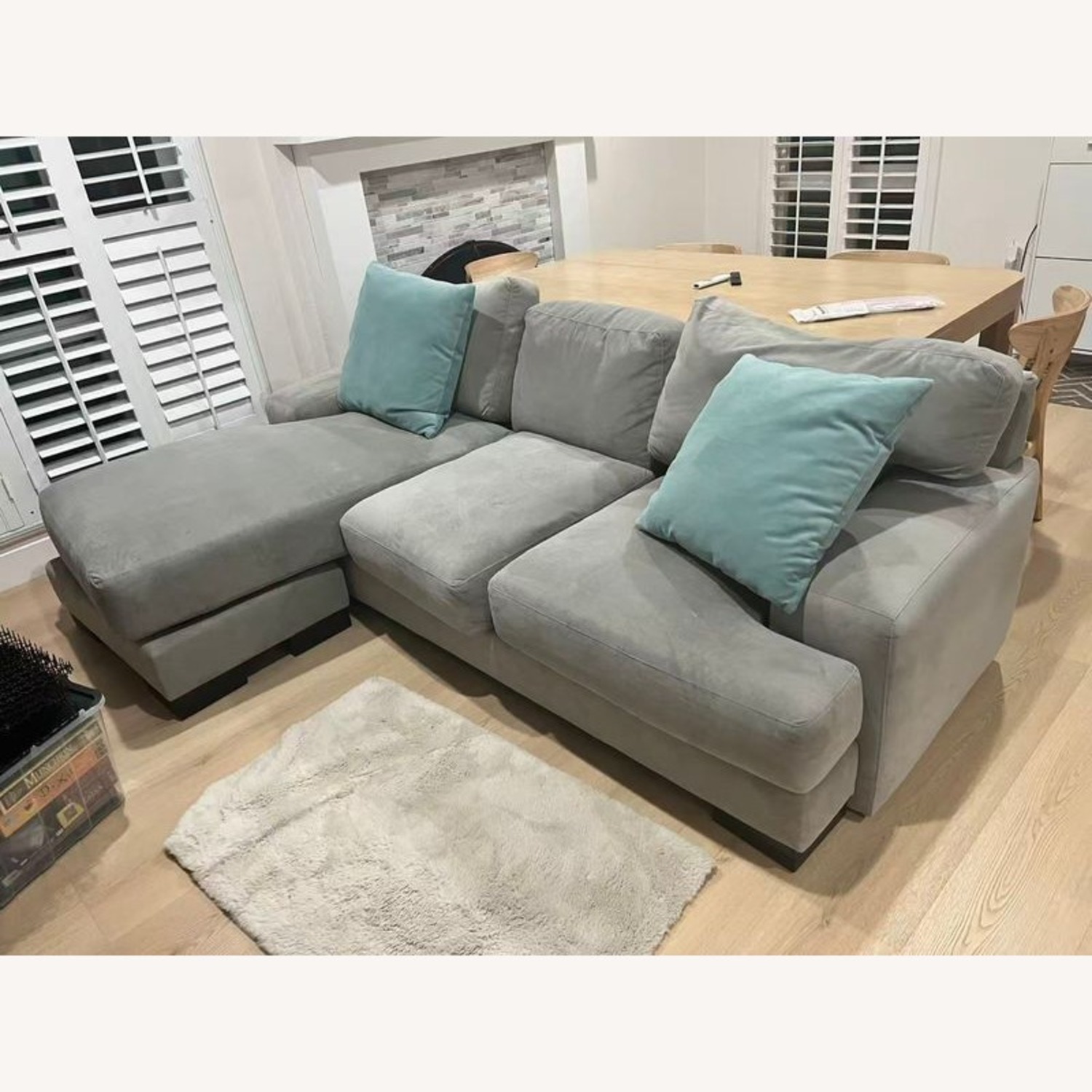 Living Spaces Gray Sectional Sofa with Chaise - image-1