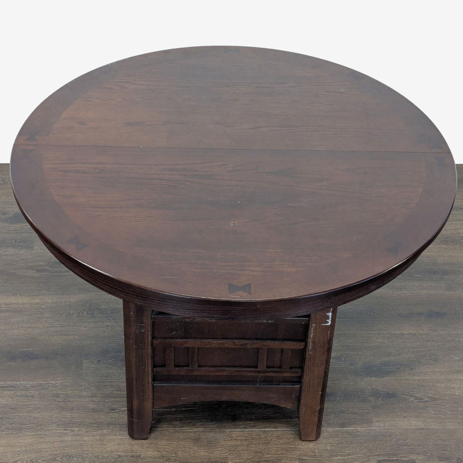 Dark Wood 5-Piece Round Extendable Dining Set - image-5