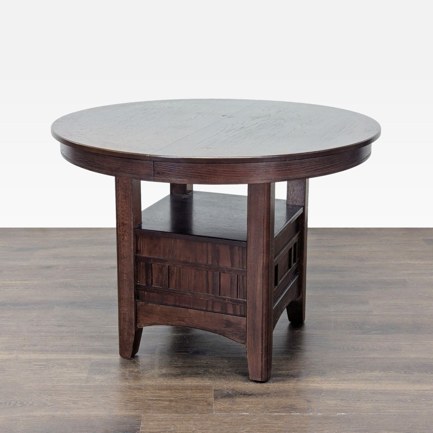 Dark Wood 5-Piece Round Extendable Dining Set - image-6