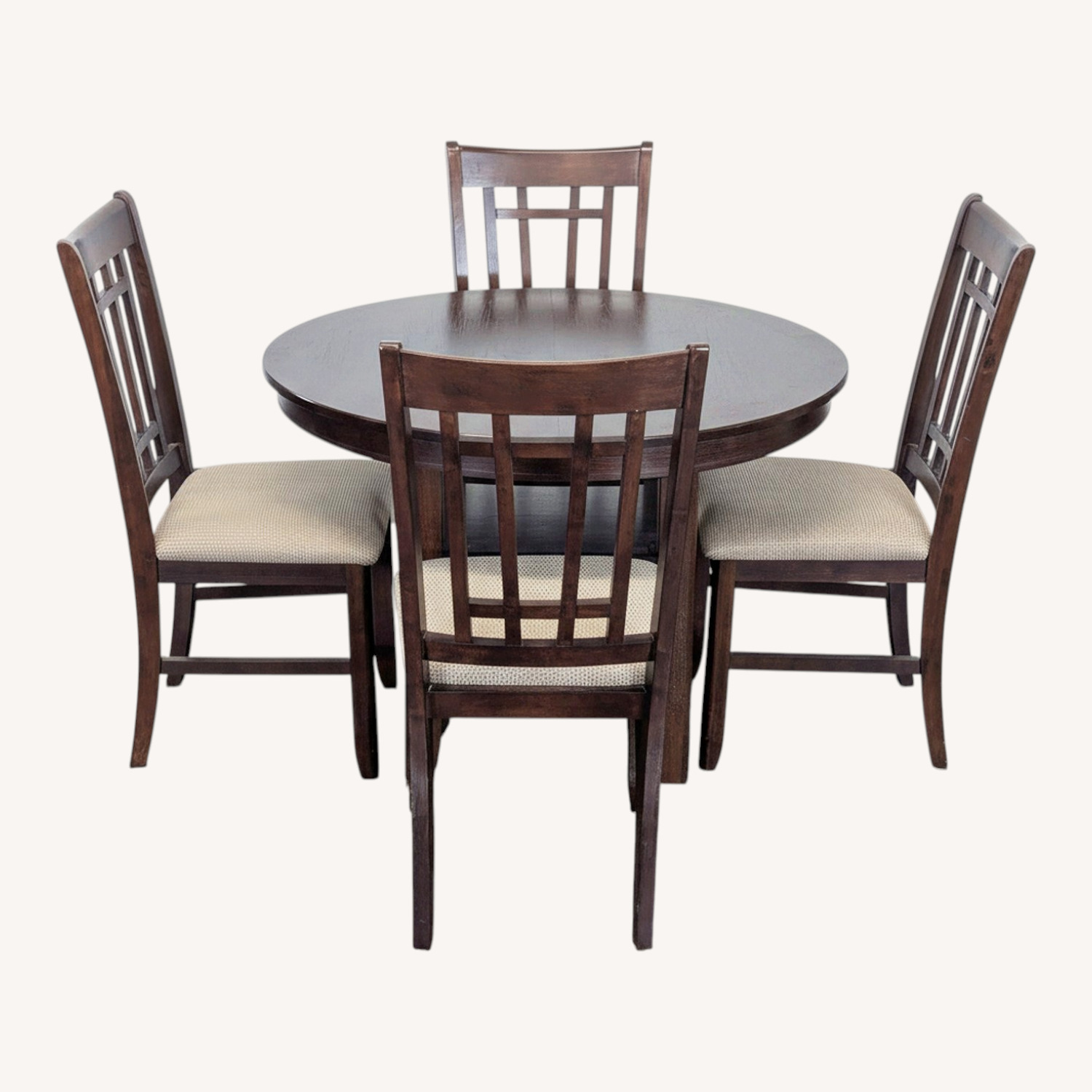 Dark Wood 5-Piece Round Extendable Dining Set - image-0