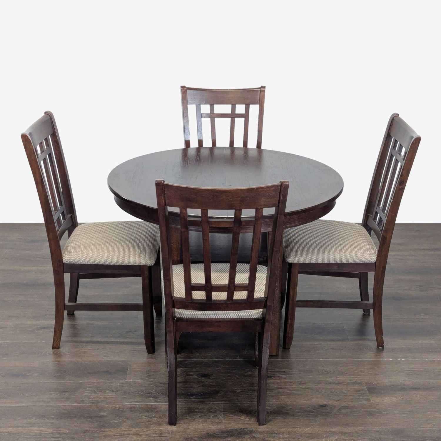 Dark Wood 5-Piece Round Extendable Dining Set - image-2