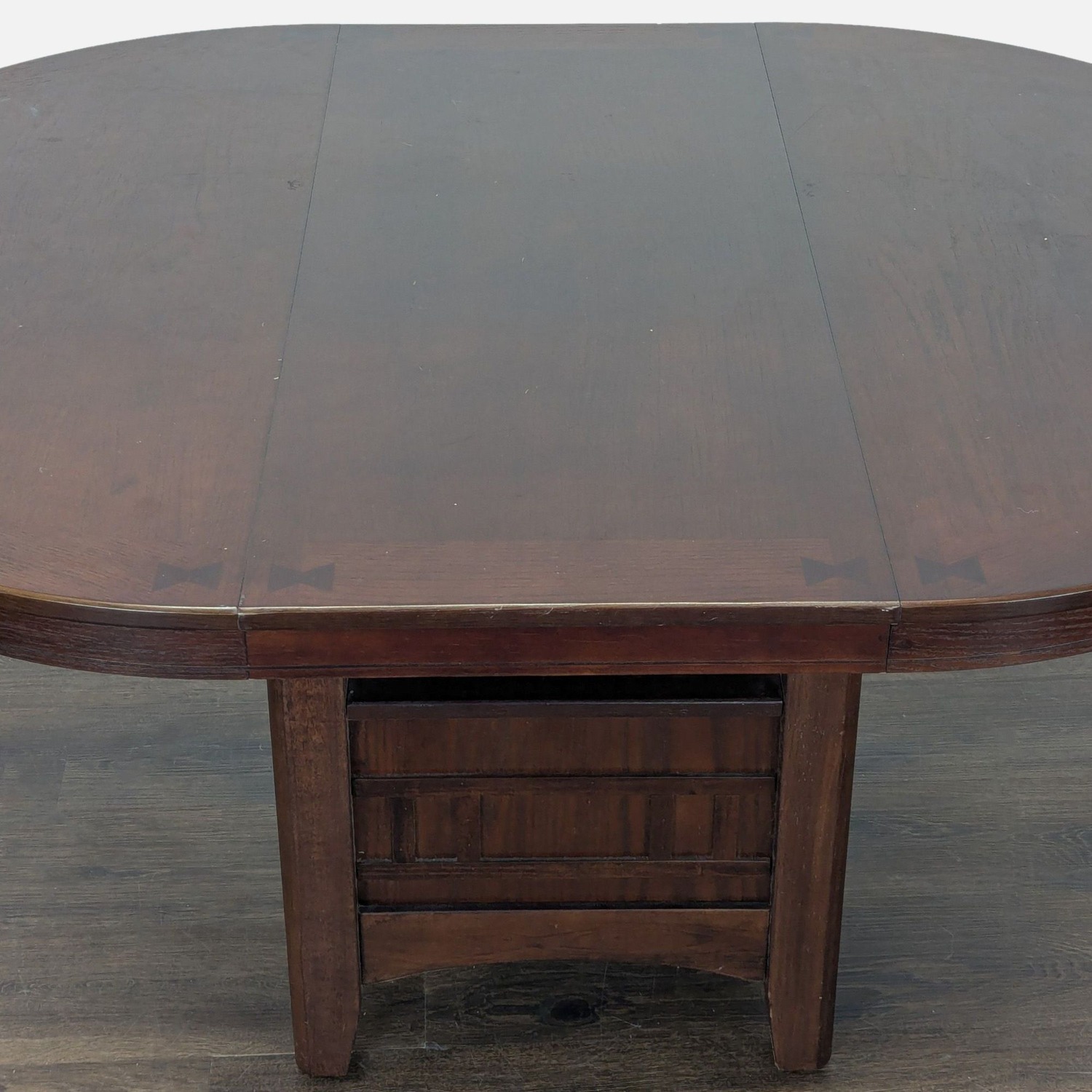 Dark Wood 5-Piece Round Extendable Dining Set - image-9