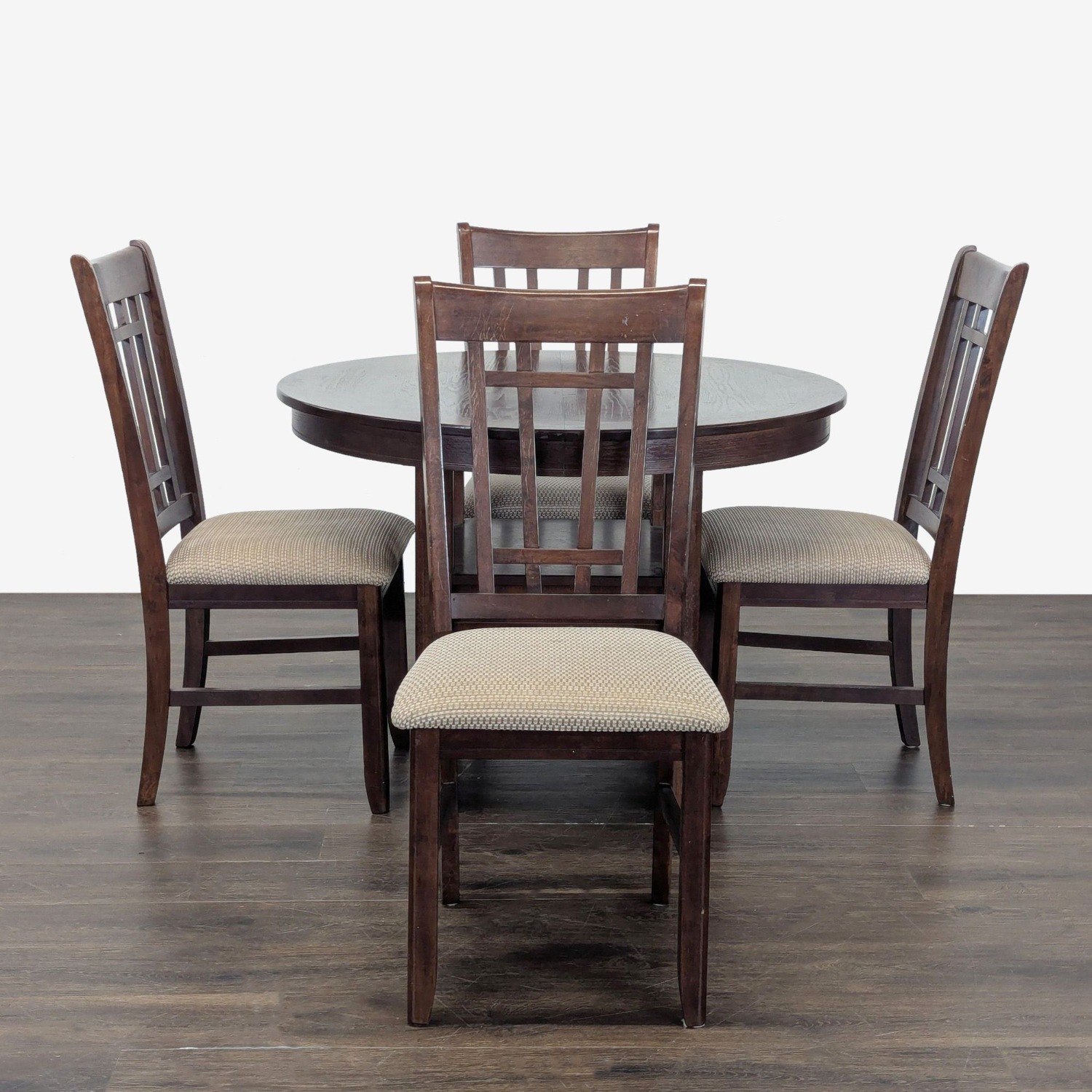 Dark Wood 5-Piece Round Extendable Dining Set - image-3