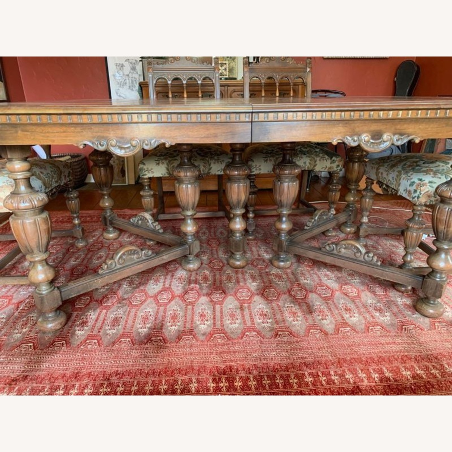 Antique Carved Wood Dining Set  - image-1